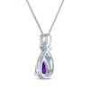 Thumbnail Image 3 of Pear-Shaped Amethyst & White Lab-Created Sapphire Swirl Necklace Sterling Silver 18&quot;