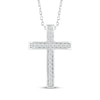 Thumbnail Image 1 of Diamond Domed Cross Necklace 1/10 ct 10K White Gold 18&quot;