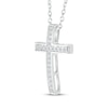 Thumbnail Image 2 of Diamond Domed Cross Necklace 1/10 ct 10K White Gold 18&quot;