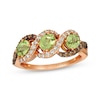 Thumbnail Image 1 of Le Vian Oval-Cut Peridot Ring 1/2 ct tw Diamonds 14K Strawberry Gold