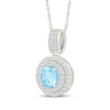 Thumbnail Image 2 of Swiss Blue Topaz & White Lab-Created Sapphire Double Halo Necklace Sterling Silver 18&quot;