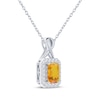 Thumbnail Image 1 of Octagon-Cut Citrine & White Lab-Created Sapphire Necklace Sterling Silver 18"