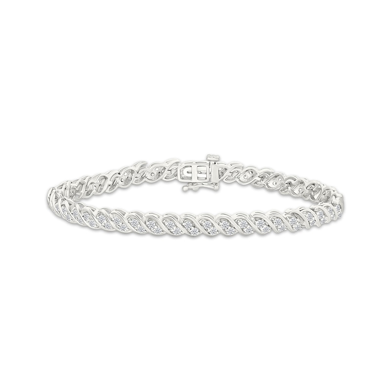 Diamond Swirl Link Bracelet 2 ct tw 10K White Gold 7.25"