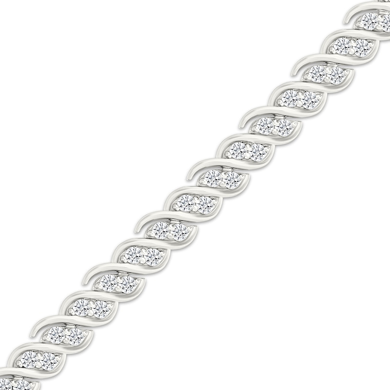 Diamond Swirl Link Bracelet 2 ct tw 10K White Gold 7.25"