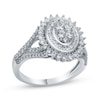 Thumbnail Image 1 of Multi-Diamond Center Oval Halo Engagement Ring 1 ct tw 14K White Gold