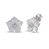 Thumbnail Image 1 of White Lab-Created Sapphire & Mother-of-Pearl Flower Stud Earrings Sterling Silver