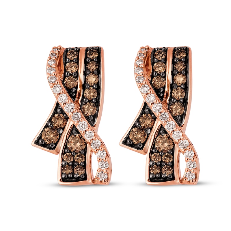 Main Image 2 of Le Vian Chocolatier Diamond Ribbon Earrings 3/4 ct tw 14K Strawberry Gold