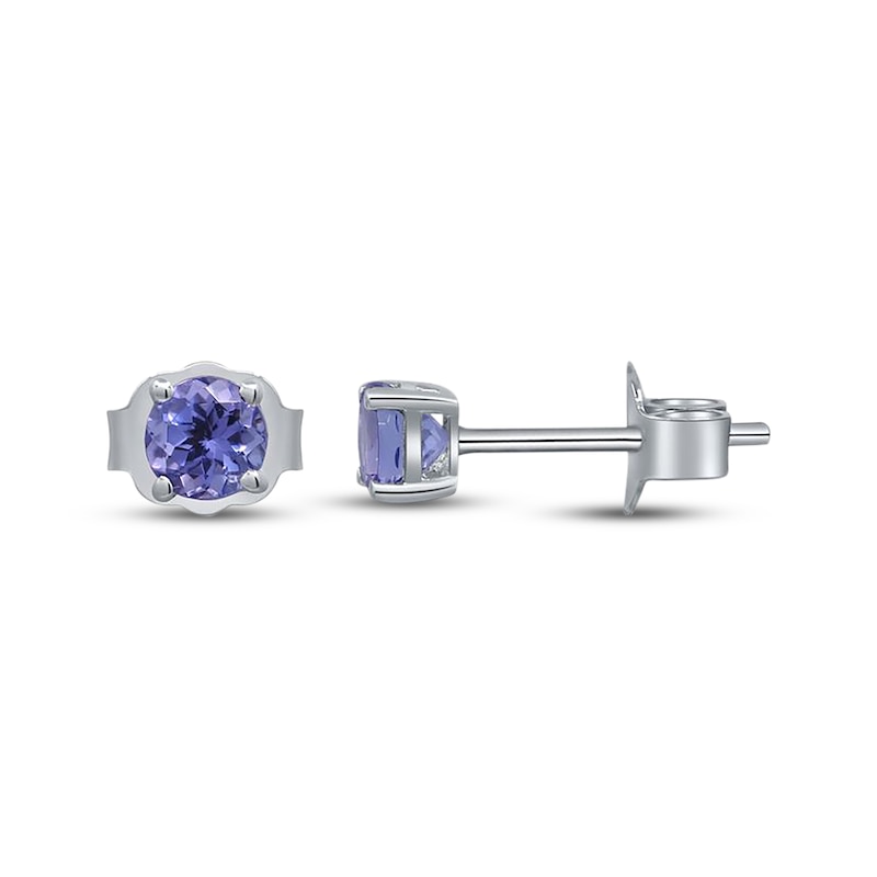 Main Image 3 of Tanzanite Solitaire Stud Earrings Sterling Silver