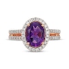 Thumbnail Image 3 of Oval-Cut Amethyst & Diamond Halo Ring 1/3 ct tw 10K Rose Gold