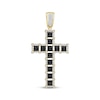 Thumbnail Image 1 of Men's Black & White Diamond Squares Cross Charm 1 ct tw 10K Yellow Gold