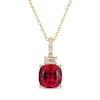 Thumbnail Image 1 of Cushion-Cut Lab-Created Ruby & White Lab-Created Sapphire Necklace 18K Yellow Gold-Plated Sterling Silver 18&quot;