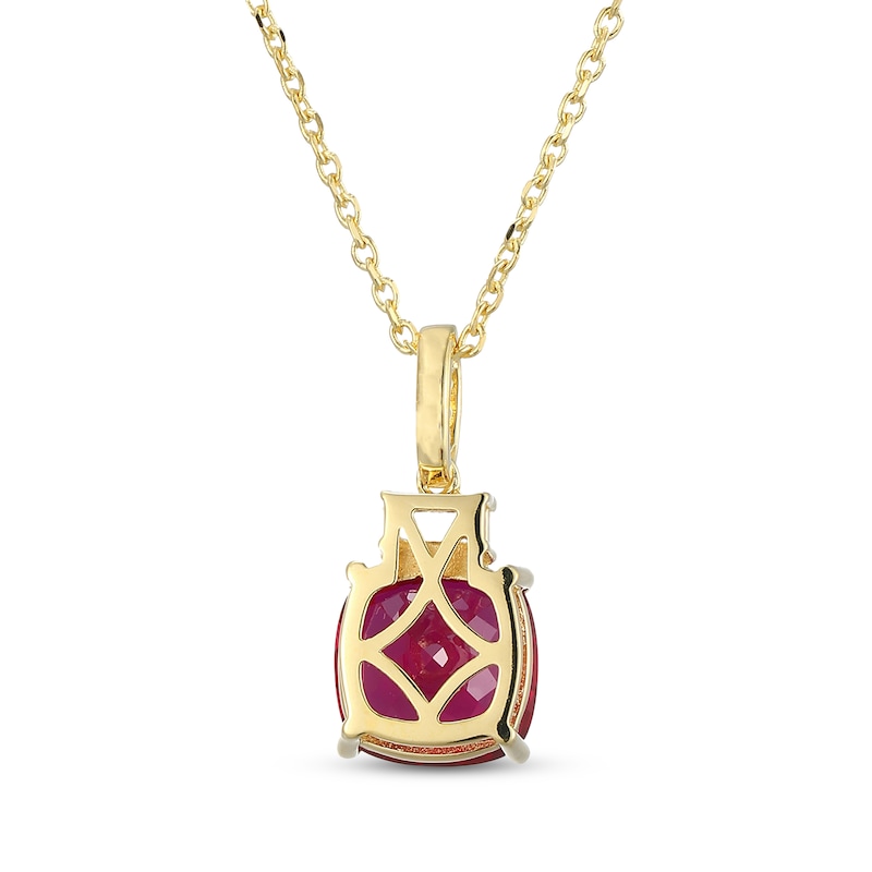 Main Image 3 of Cushion-Cut Lab-Created Ruby & White Lab-Created Sapphire Necklace 18K Yellow Gold-Plated Sterling Silver 18&quot;