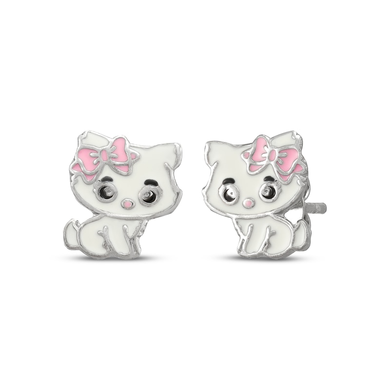 Main Image 1 of Children's Enamel Kitten Stud Earrings Sterling Silver