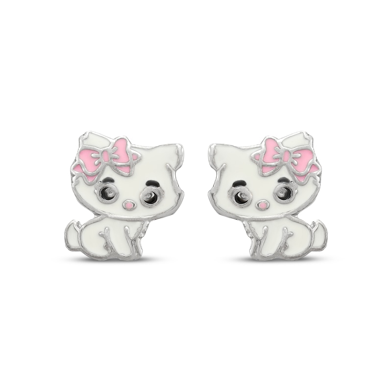 Main Image 2 of Children's Enamel Kitten Stud Earrings Sterling Silver