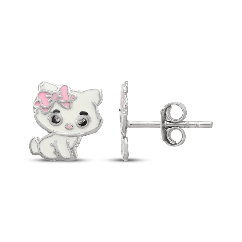 Main Image 3 of Children's Enamel Kitten Stud Earrings Sterling Silver