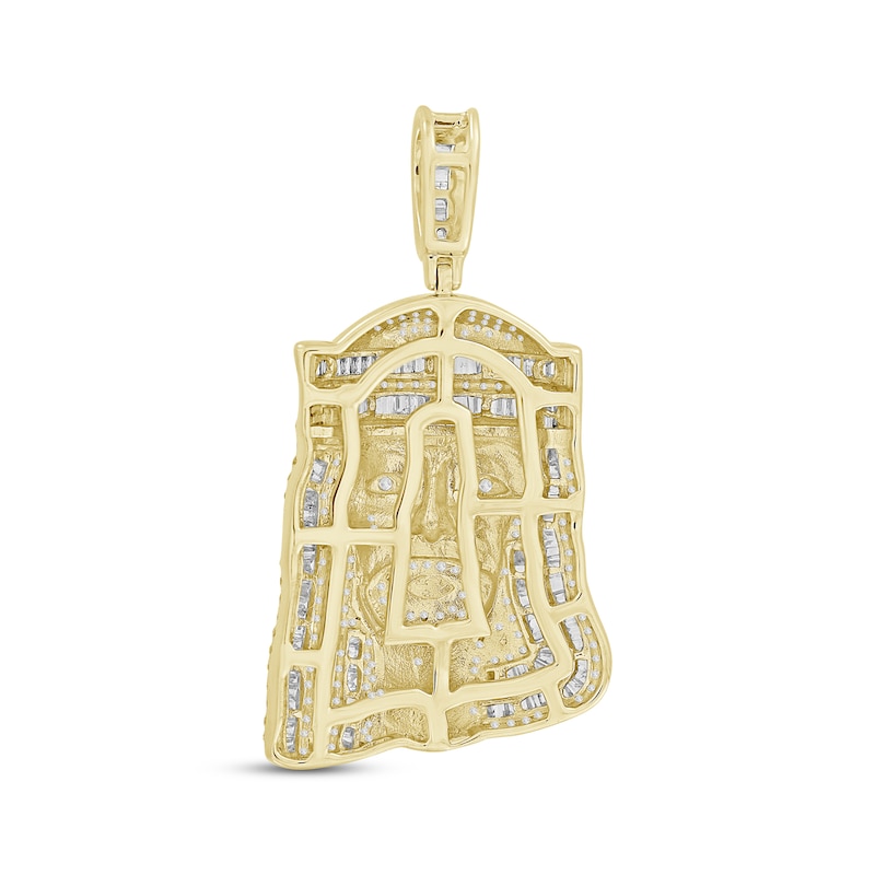 Main Image 4 of Men's Baguette & Round-Cut Diamond Jesus Charm 1-1/2 ct tw 10K Yellow Gold