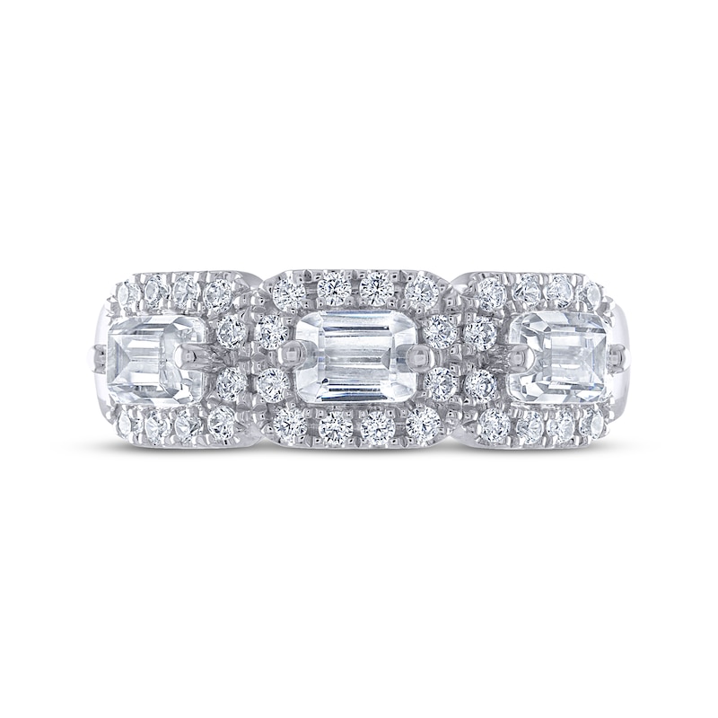 Main Image 3 of THE LEO Legacy Lab-Grown Diamond Emerald-Cut Three-Stone Anniversary Band 1-1/3 ct tw 14K White Gold