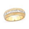 Thumbnail Image 1 of Men's Square & Baguette-Cut Diamond Channel Wedding Band 1-1/2 ct tw 10K Yellow Gold