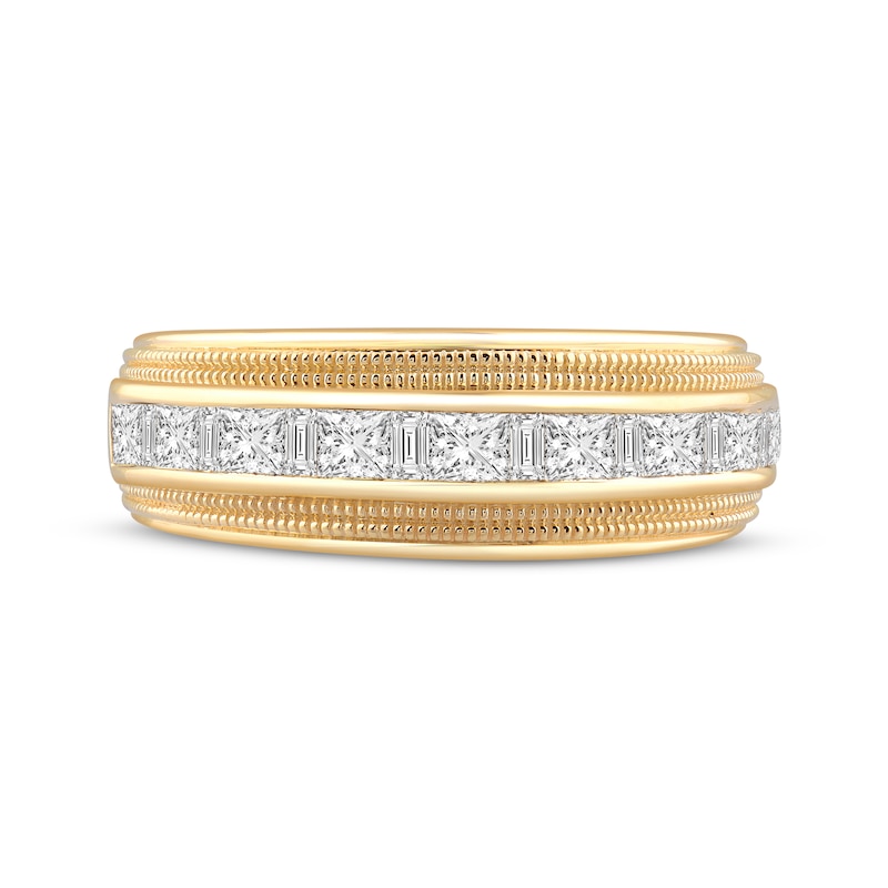 Main Image 3 of Men's Square & Baguette-Cut Diamond Channel Wedding Band 1-1/2 ct tw 10K Yellow Gold