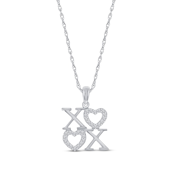 Diamond "XO" Necklace 1/8 ct tw Sterling Silver 18"