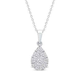 Diamond Teardrop Necklace 1/2 ct tw 10K White Gold