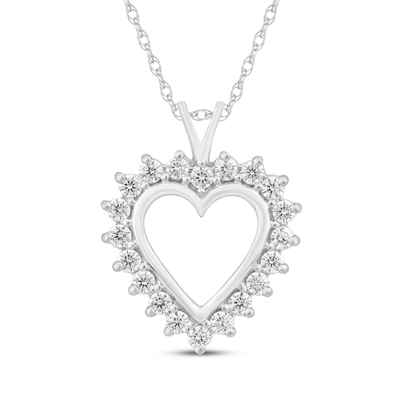 Main Image 1 of Diamond Heart Outline Necklace 1 ct tw 14K White Gold 18&quot;