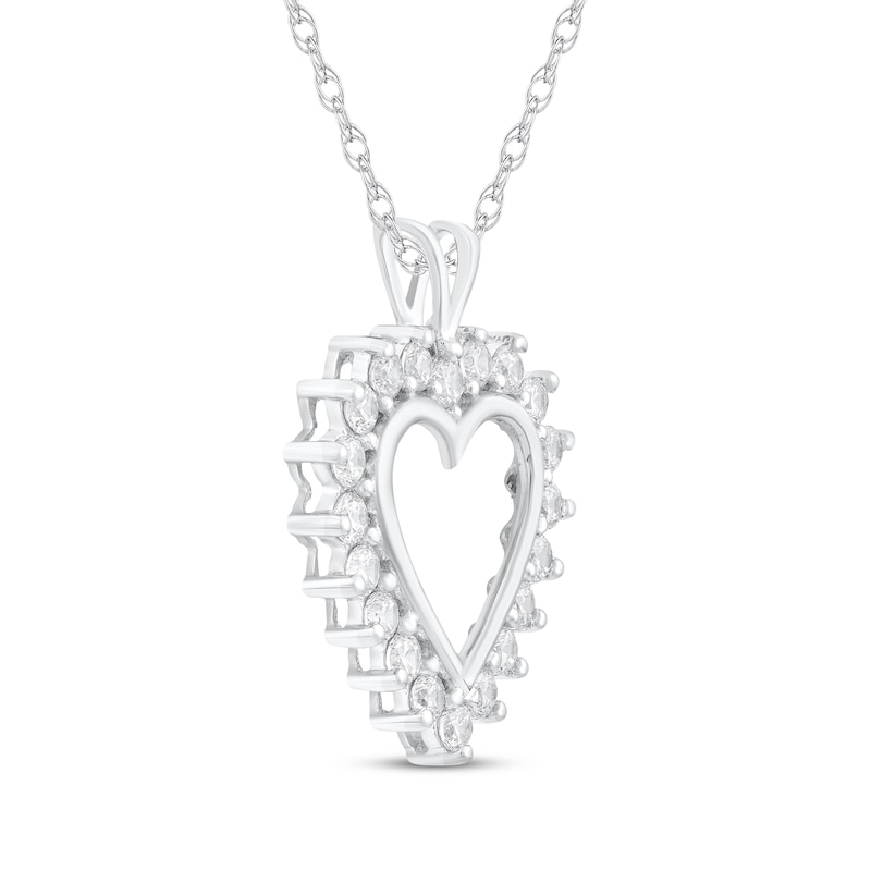 Main Image 2 of Diamond Heart Outline Necklace 1 ct tw 14K White Gold 18&quot;