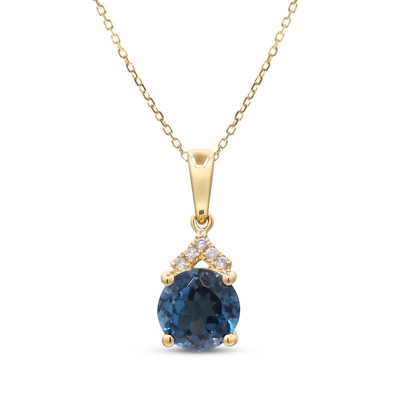 Main Image 1 of London Blue Topaz & Diamond Accent Necklace 10K Yellow Gold 18&quot;