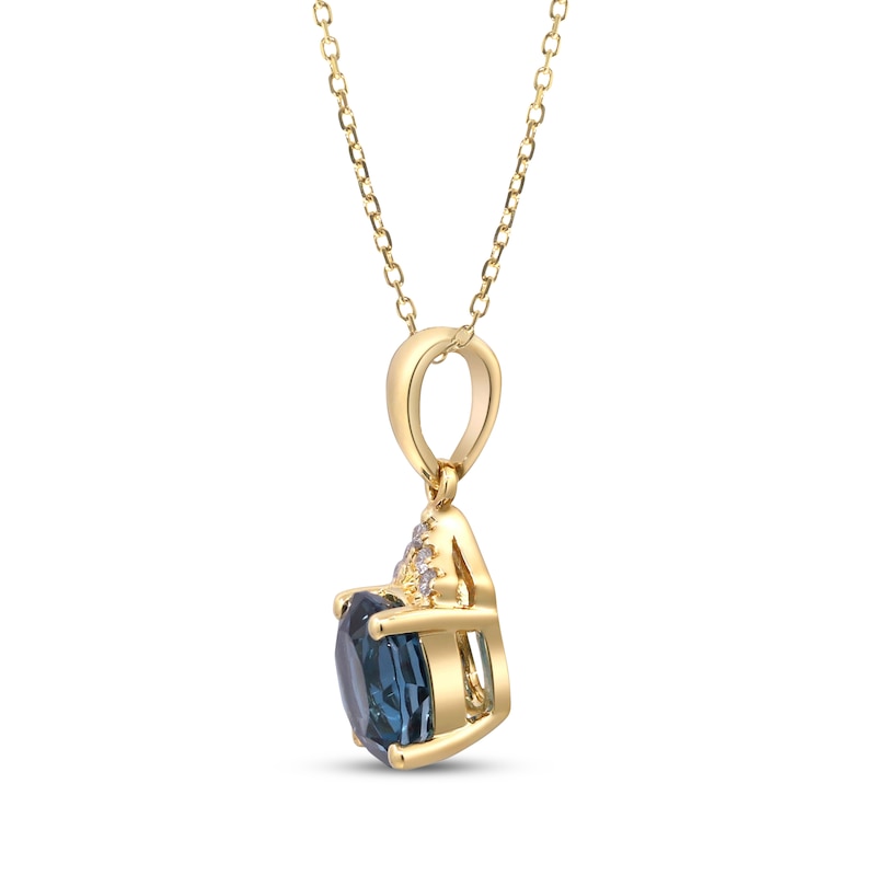 Main Image 2 of London Blue Topaz & Diamond Accent Necklace 10K Yellow Gold 18&quot;