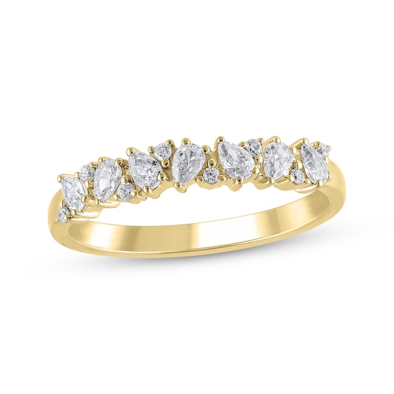 Pear-Shaped & Round-Cut Diamond Scatter Anniversary Ring 1/2 ct tw 14K Yellow Gold