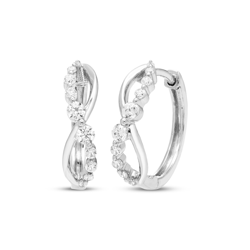 Main Image 1 of Our Story Together Diamond Twist Hoop Earrings 1/4 ct tw 10K White Gold