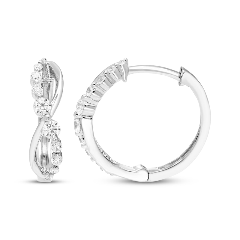 Main Image 3 of Our Story Together Diamond Twist Hoop Earrings 1/4 ct tw 10K White Gold