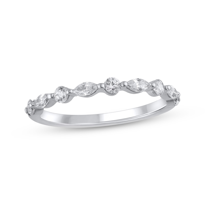 Main Image 1 of Marquise & Round-Cut Diamond Stackable Anniversary Ring 1/2 ct tw 10K White Gold