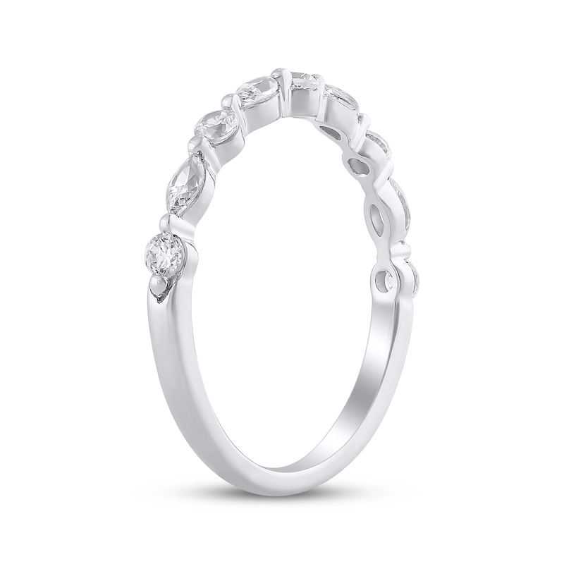 Main Image 2 of Marquise & Round-Cut Diamond Stackable Anniversary Ring 1/2 ct tw 10K White Gold