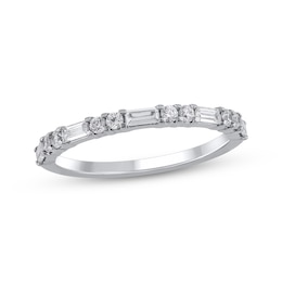 Baguette & Round-Cut Diamond Anniversary Ring 1/2 ct tw 10K White Gold