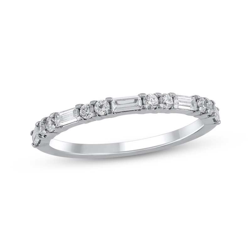 Baguette & Round-Cut Diamond Anniversary Ring 1/2 ct tw 10K White Gold