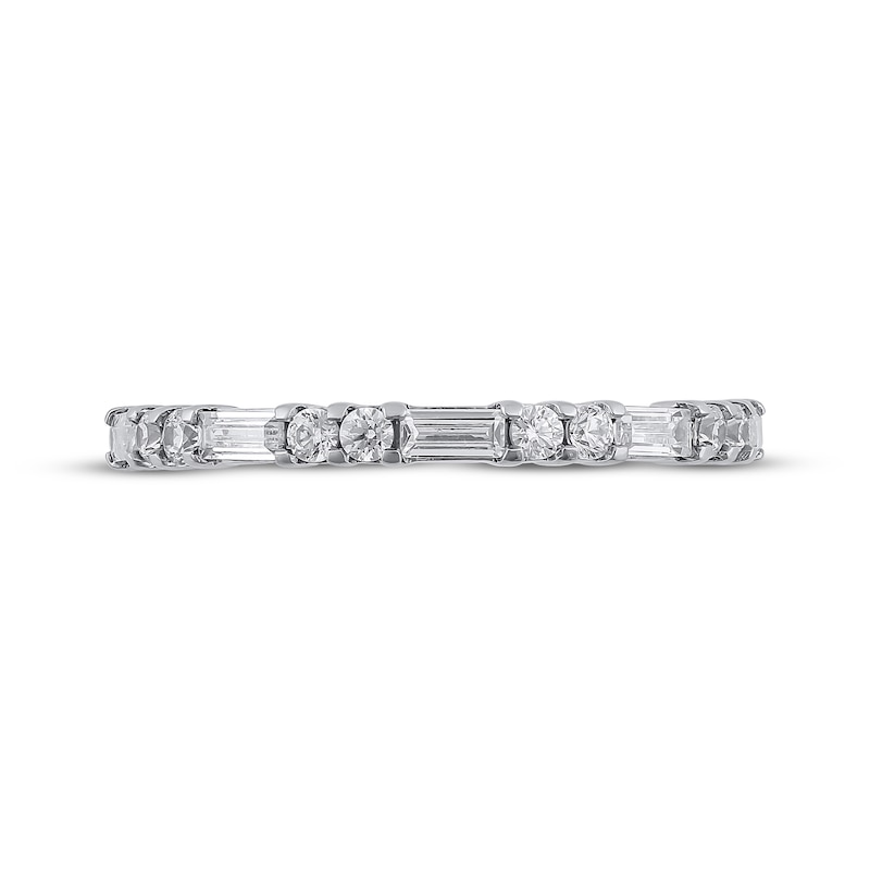 Baguette & Round-Cut Diamond Anniversary Ring 1/2 ct tw 10K White Gold