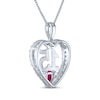 Thumbnail Image 2 of Heart-Shaped Lab-Created Ruby & White Lab-Created Sapphire "15" Heart Necklace Sterling Silver 18"