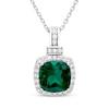 Thumbnail Image 2 of Cushion-Cut Lab-Created Emerald & White Lab-Created Sapphire Gift Set Sterling Silver