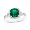 Thumbnail Image 3 of Cushion-Cut Lab-Created Emerald & White Lab-Created Sapphire Gift Set Sterling Silver