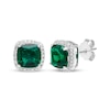 Thumbnail Image 4 of Cushion-Cut Lab-Created Emerald & White Lab-Created Sapphire Gift Set Sterling Silver