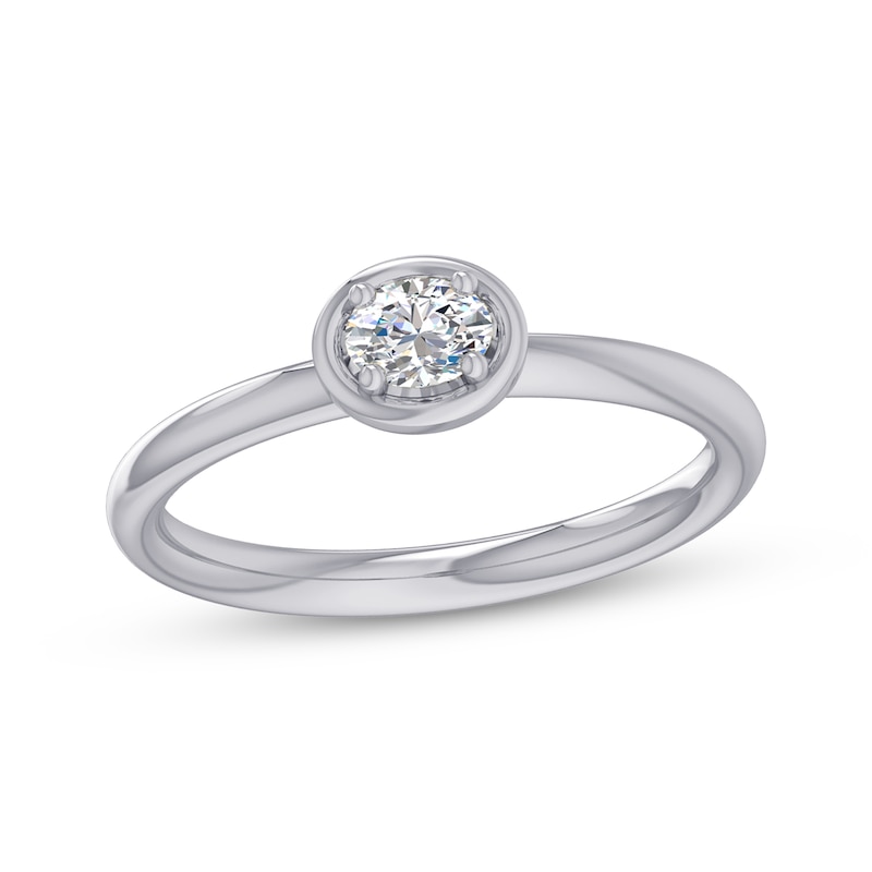 Main Image 1 of Oval-Cut Diamond Solitaire Engagement Ring 1/4 ct tw 14K White Gold (I/I2)