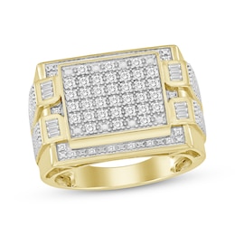 Men's Multi-Diamond Center Rectangle Ring 1/2 ct tw 10K Yellow Gold