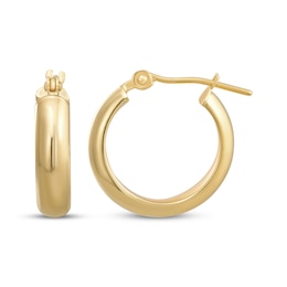 Chunky Round Hoop Earrings 14K Yellow Gold 15mm