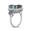 Thumbnail Image 2 of Emerald-Cut Fluorite, Iolite & White Lab-Created Sapphire Ring Sterling Silver