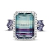 Thumbnail Image 3 of Emerald-Cut Fluorite, Iolite & White Lab-Created Sapphire Ring Sterling Silver