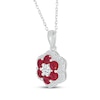 Thumbnail Image 2 of Lab-Created Ruby & White Lab-Created Sapphire Flower Necklace Sterling Silver 18&quot;