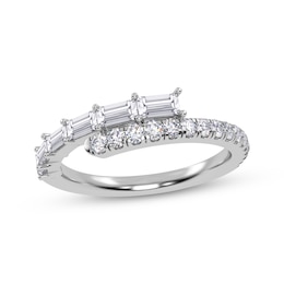 Baguette & Round-Cut Diamond Wrap Ring 1/2 ct tw 14K White Gold