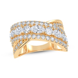 Lab-Grown Diamonds by KAY Oval & Round-Cut Crossover Multi-Row Ring 2 ct tw 14K Yellow Gold