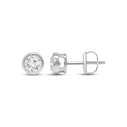 Lab-Grown Diamonds by KAY Round-Cut Bezel-Set Solitaire Stud Earrings 1 ct tw 14K White Gold (F/VS2)